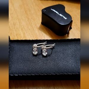 **925 Sterling Silver and Crystal Dangle Earrings**